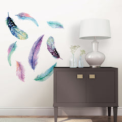 Celestial Feathers Wall Decals in a room setting