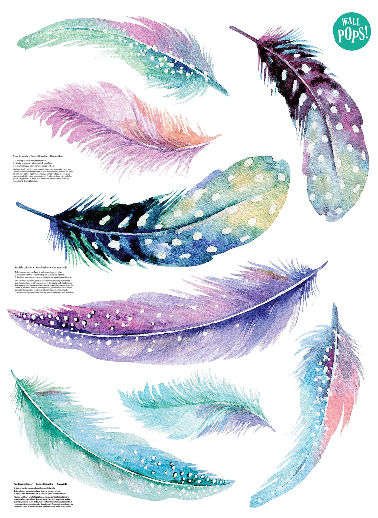 Celestial Feathers Wall Decals pattern close-up