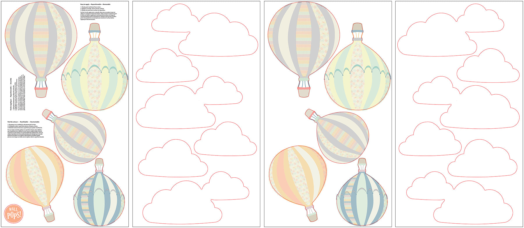 Up, Up & Away Wall Decals - panels