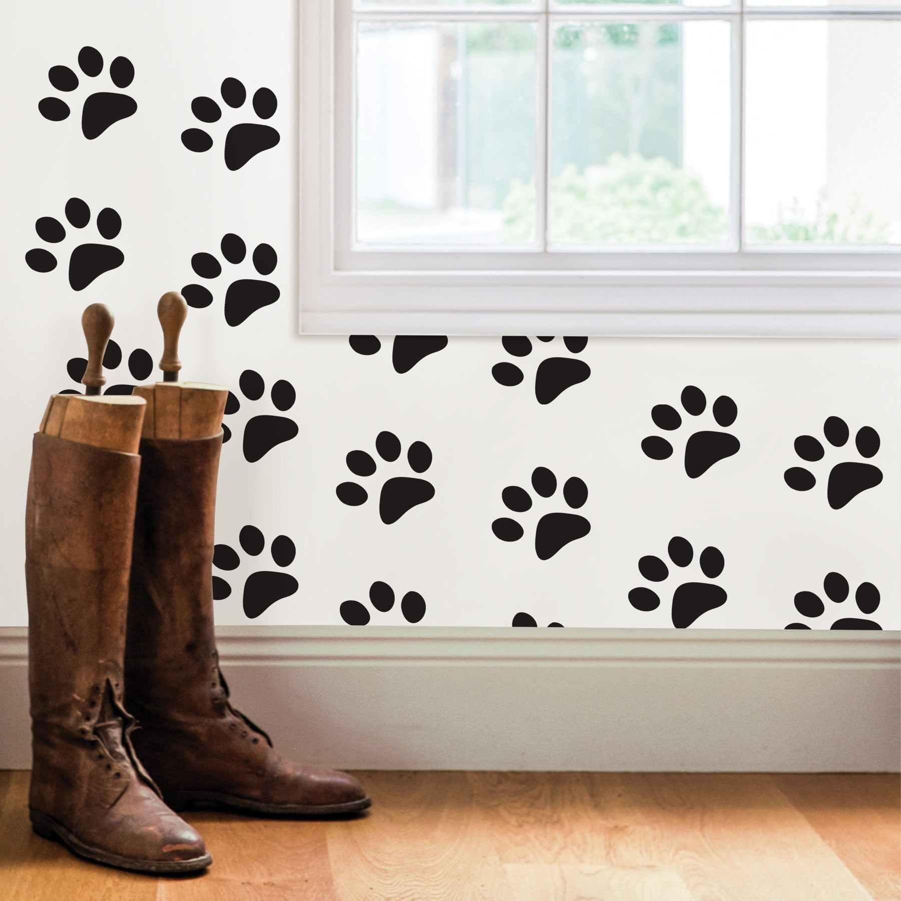 Paw Prints Wall Decals in a room setting