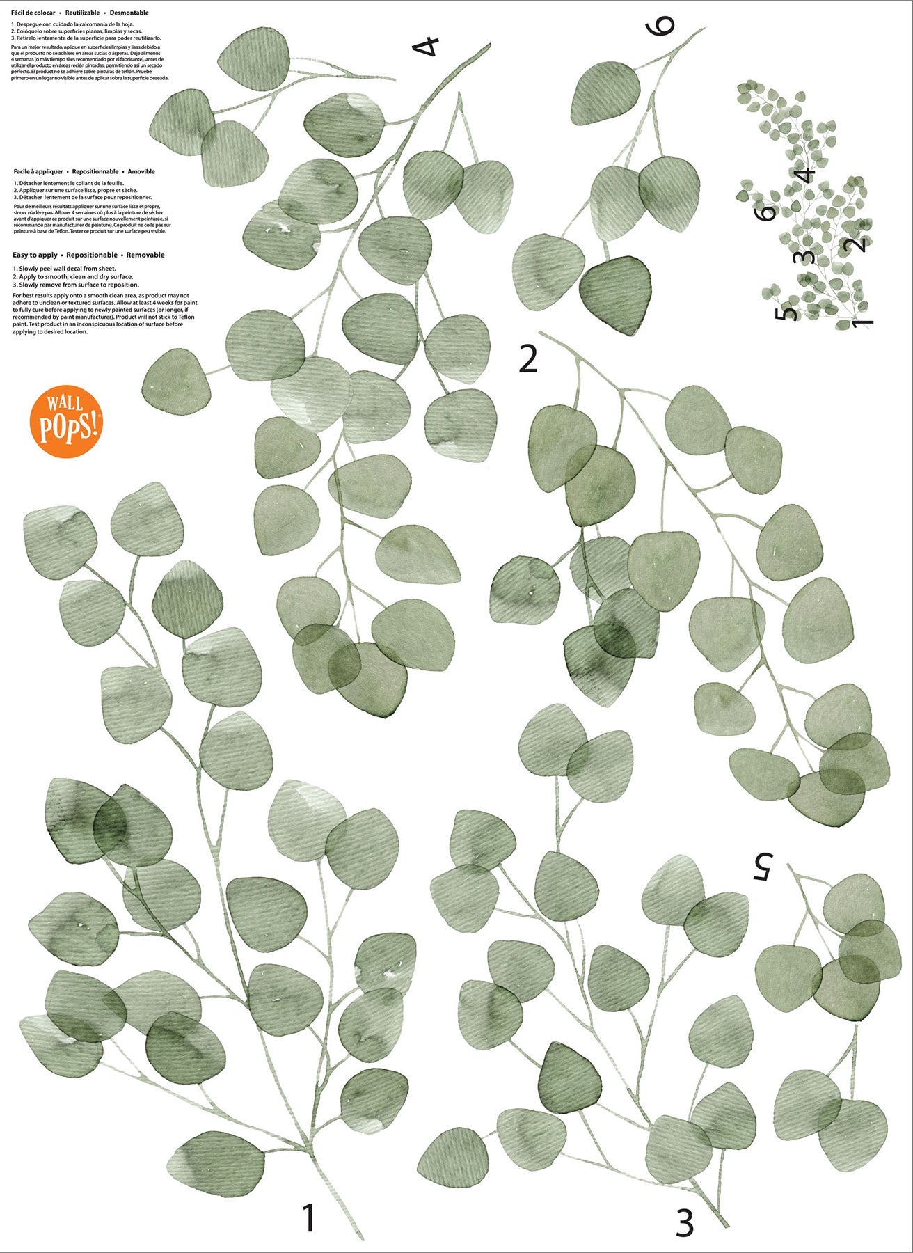 Eucalyptus Wall Decals pattern close-up