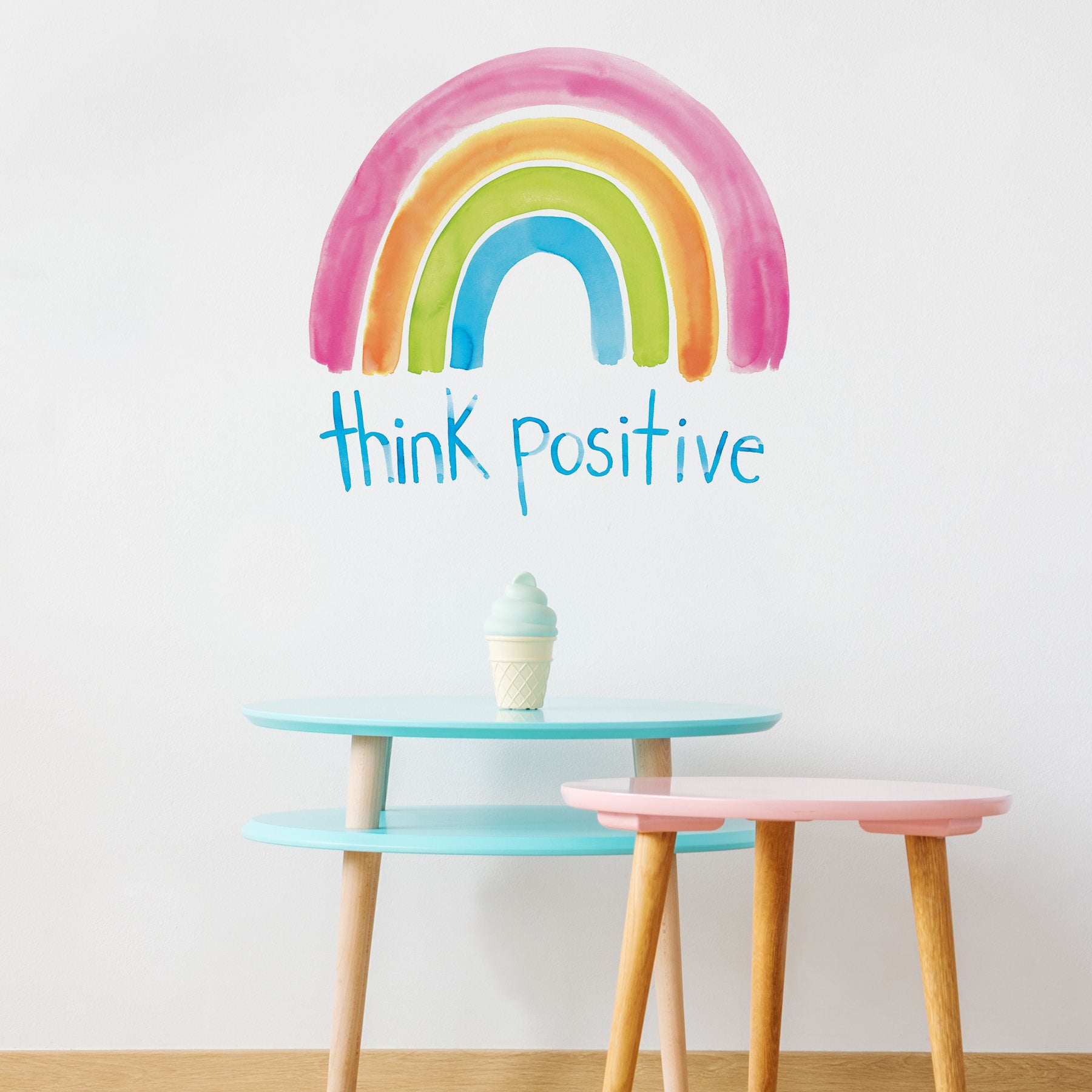 Think Positive Wall Decals in a room setting