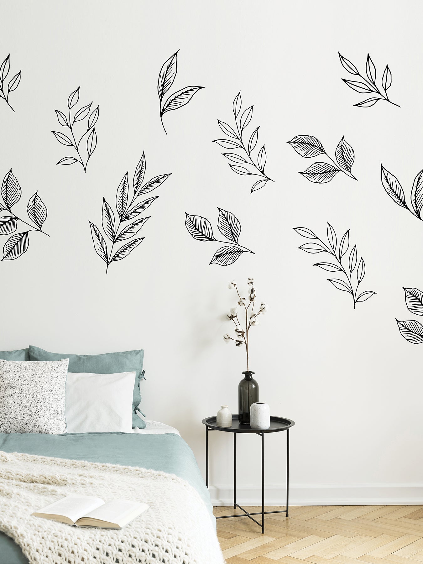 Brushwood Leaves Wall Decals in a room setting