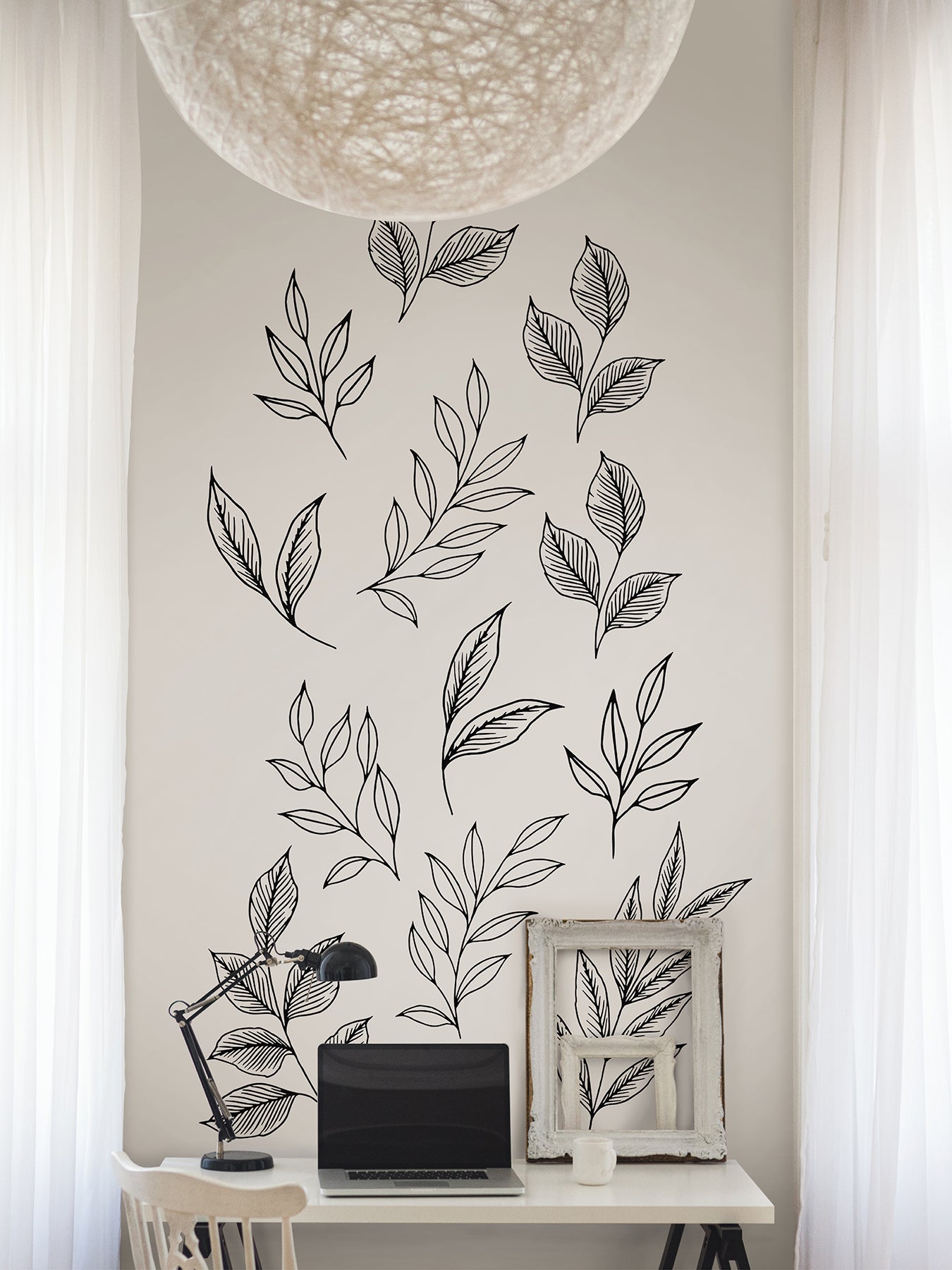 Brushwood Leaves Wall Decals in a room setting
