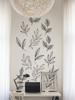 Brushwood Leaves Wall Decals in a room setting