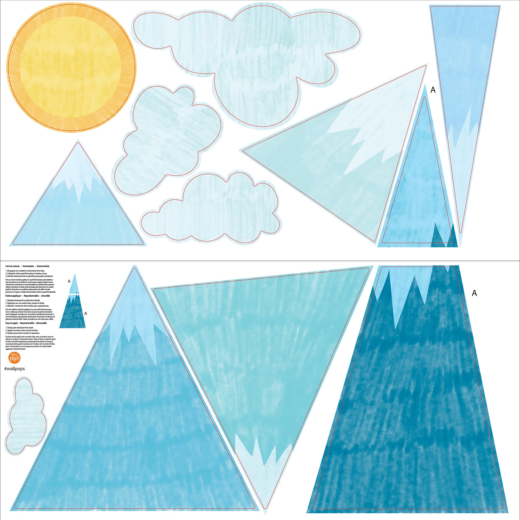 The Peak of Mountain Wall Decals - panels