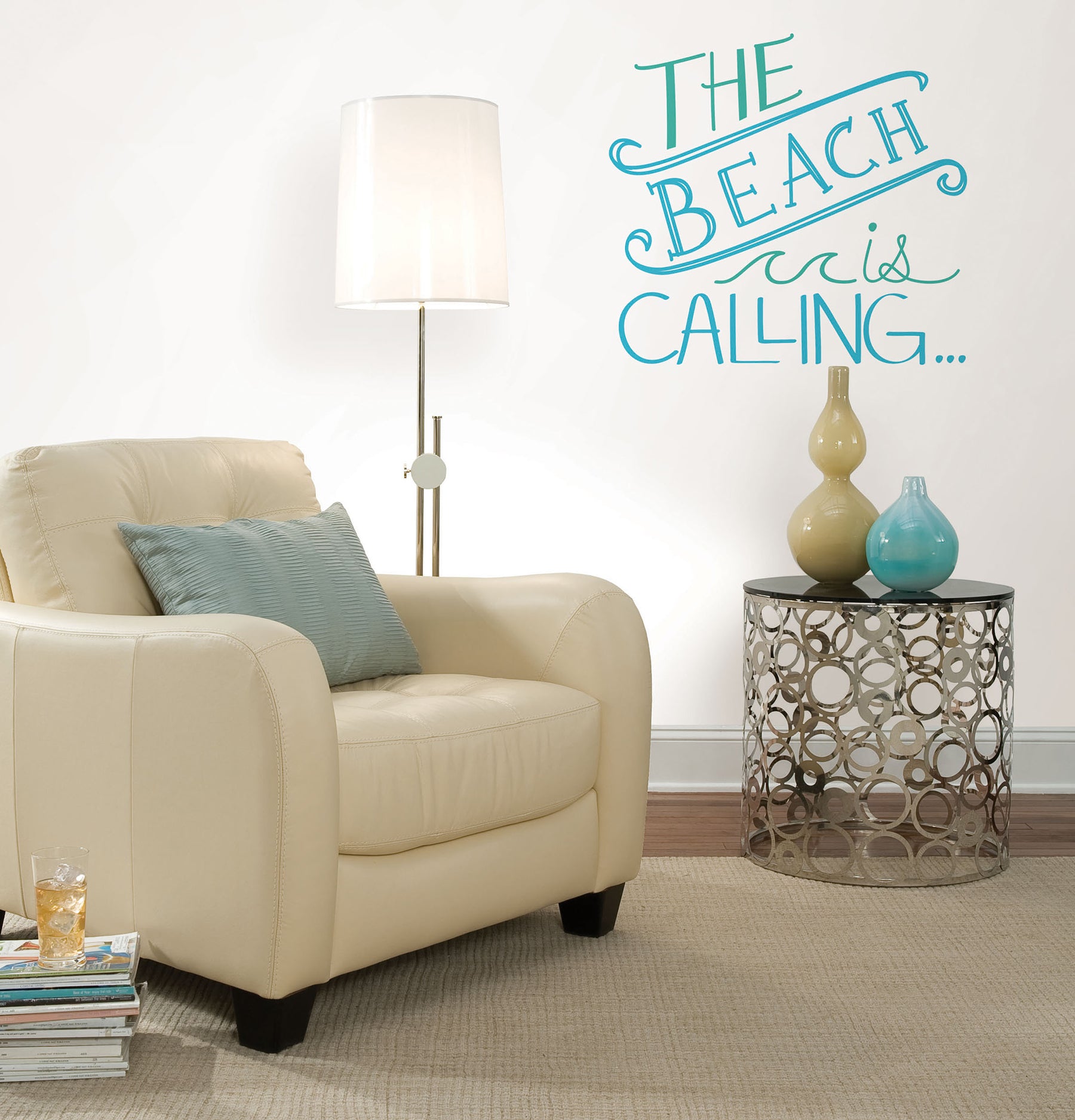 Beach is Calling Wall Quote Wall Decals in a room setting