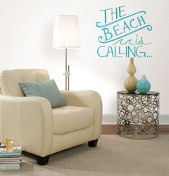 Beach is Calling Wall Quote Wall Decals in a room setting