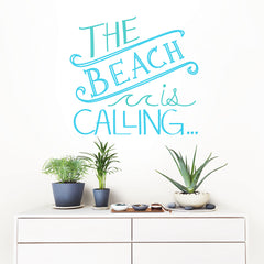 Beach is Calling Wall Quote Wall Decals in a room setting