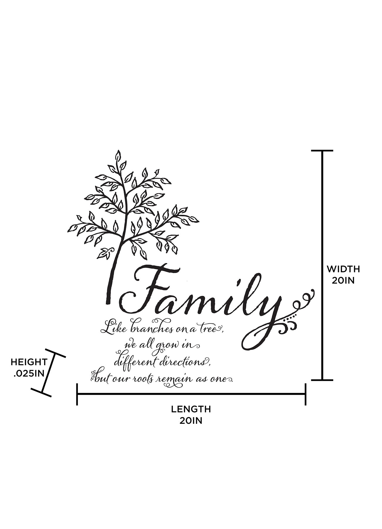 Family Tree Wall Decals - dimensions