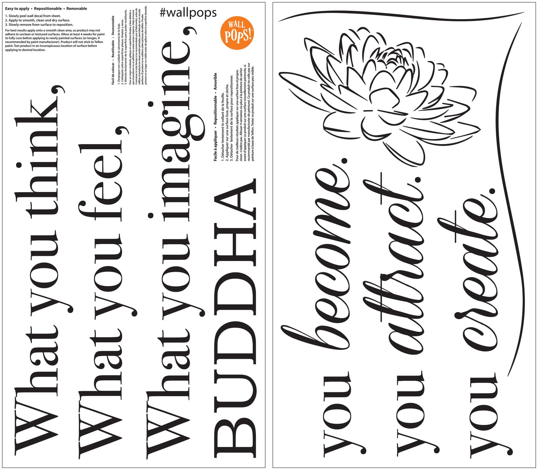 Become What You Think Wall Quote Wall Decals pattern close-up