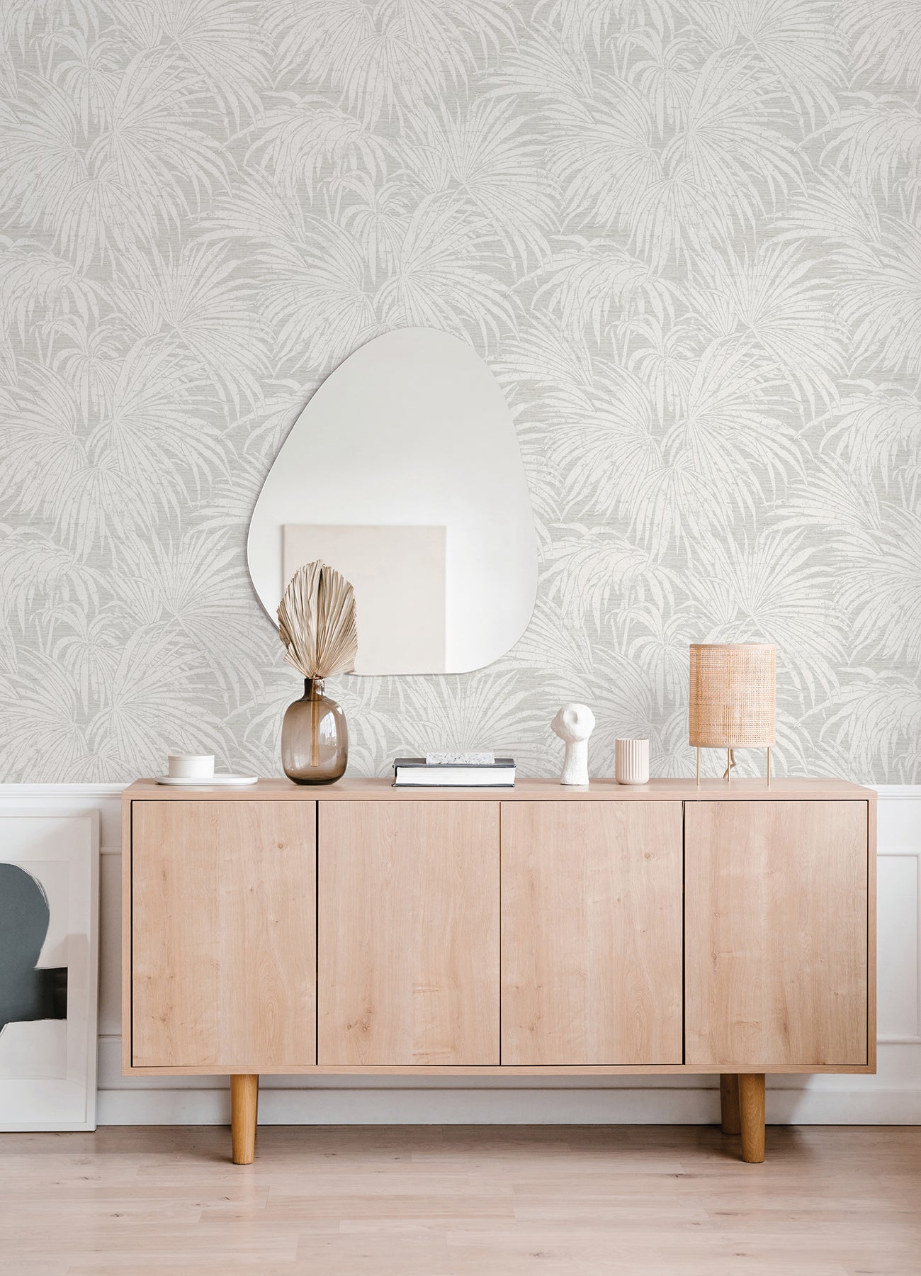 Cassava Palm P&S Wallpaper in a room setting