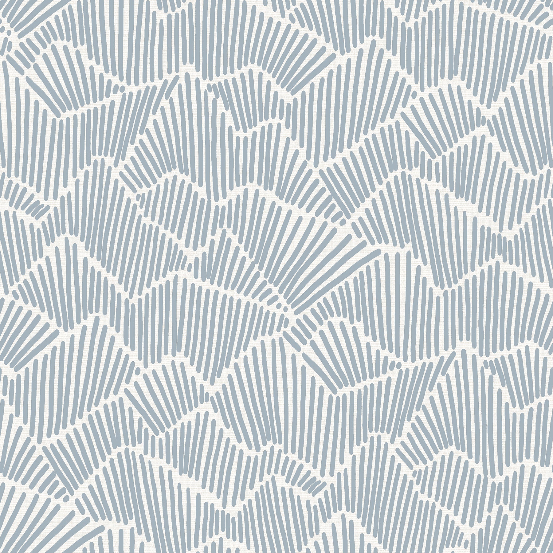 Two hands peel back a sheet of WallPops Egypt Sherrod Ridge & Valley Peel and Stick Wallpaper, which features a white abstract geometric line pattern on a beige background. The wallpaper is partially lifted from a wooden surface, and the person’s left hand is adorned with a ring.