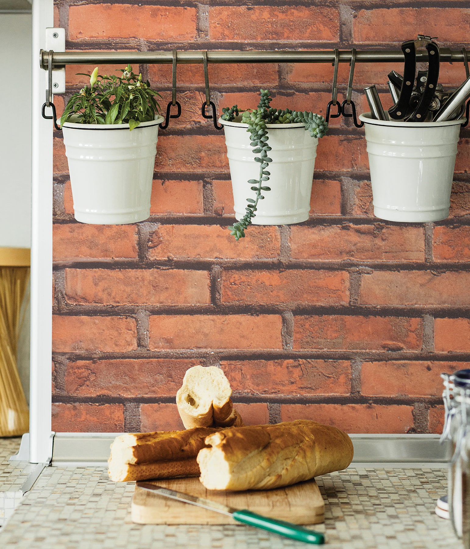 Brick Wall Adhesive Film in a room setting