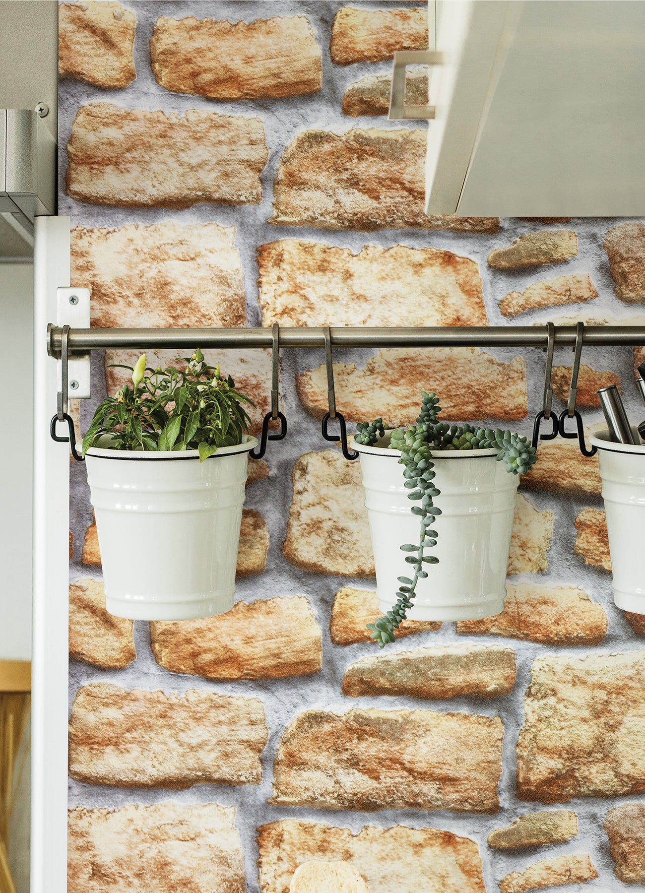 Stone Wall Adhesive Film in a room setting