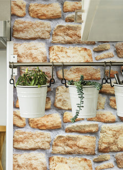 Stone Wall Adhesive Film in a room setting