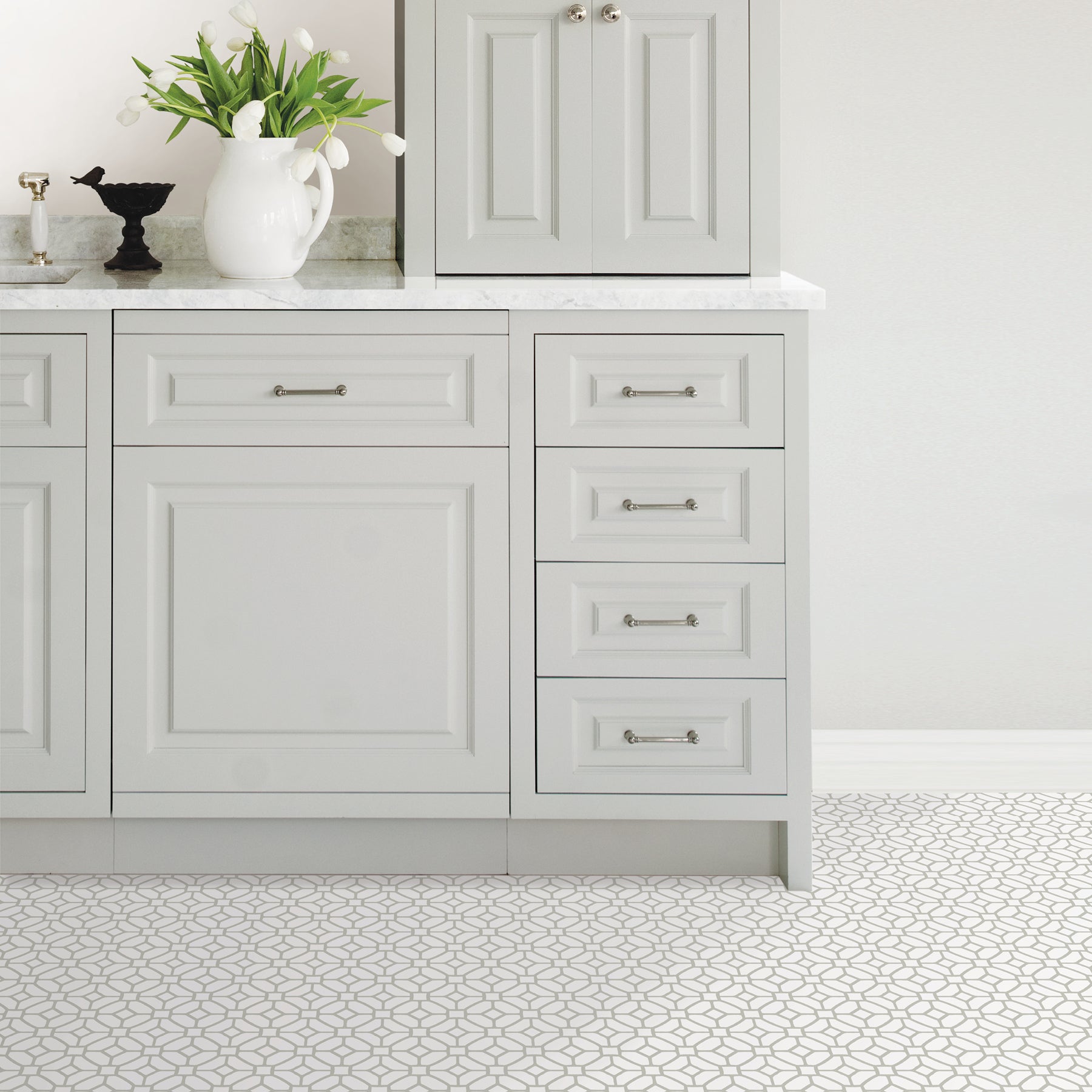 Lattice Floor Tiles in a room setting