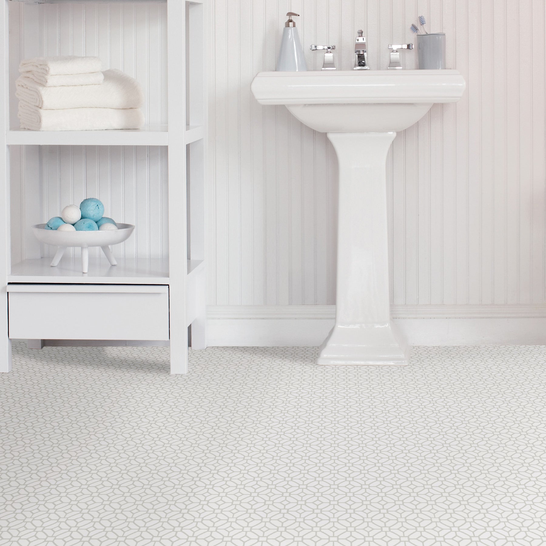 Lattice Floor Tiles in a room setting