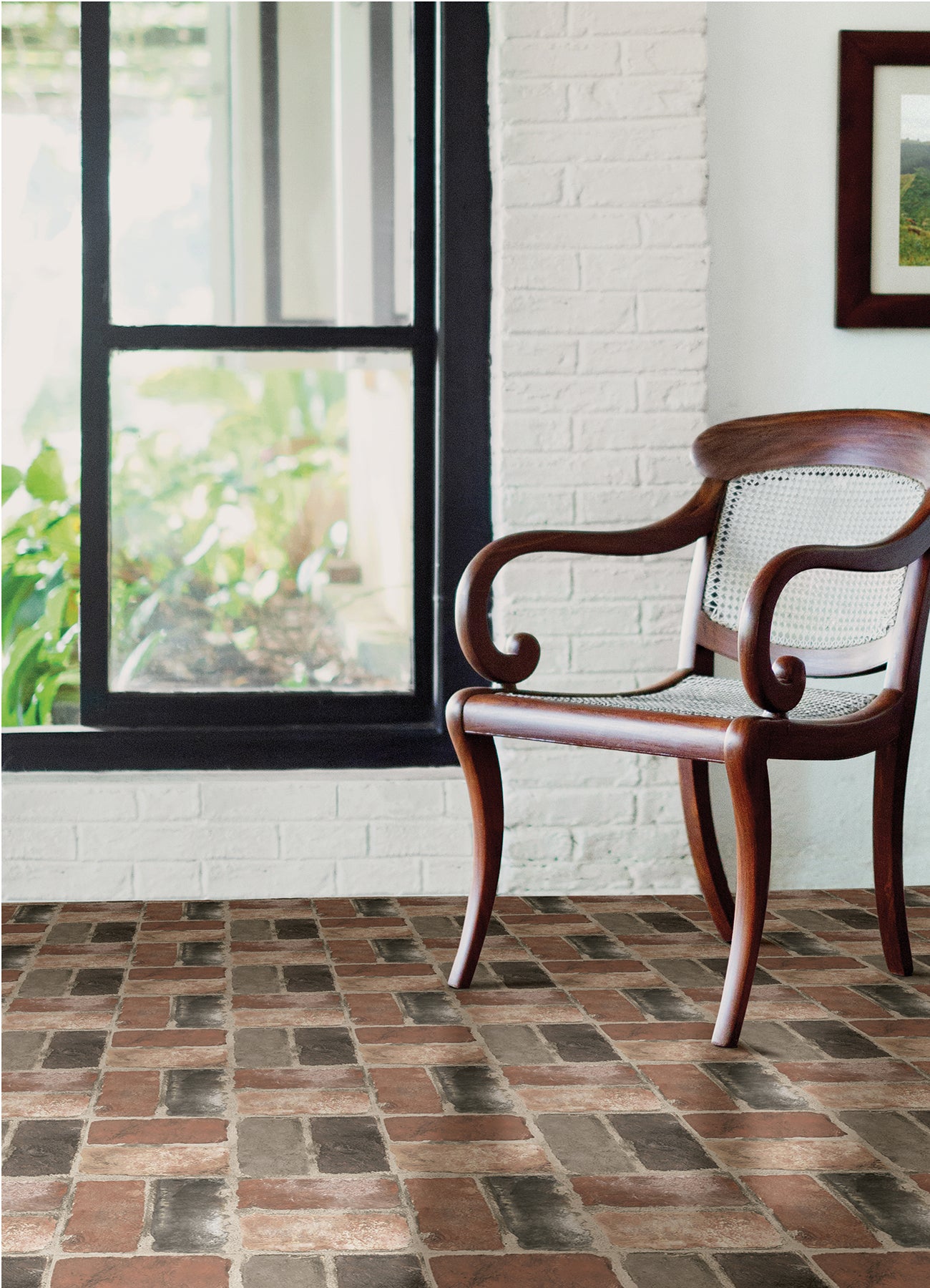 Harvard Brick Floor Tiles in a room setting