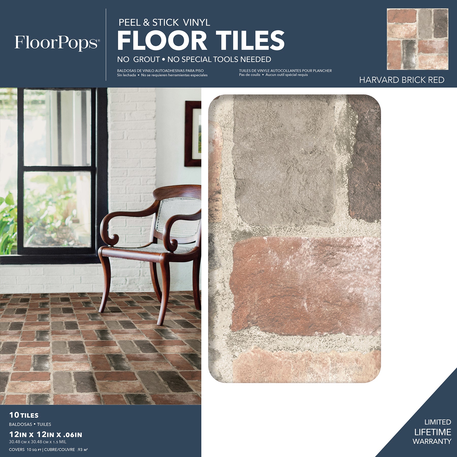 Harvard Brick Floor Tiles - packaging