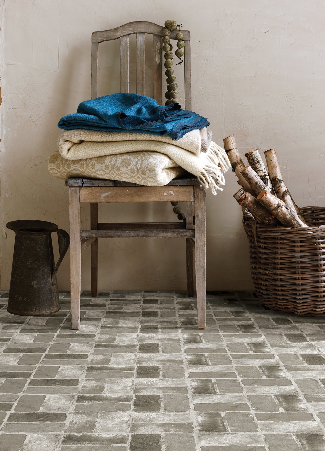 Harvard Brick Floor Tiles in a room setting