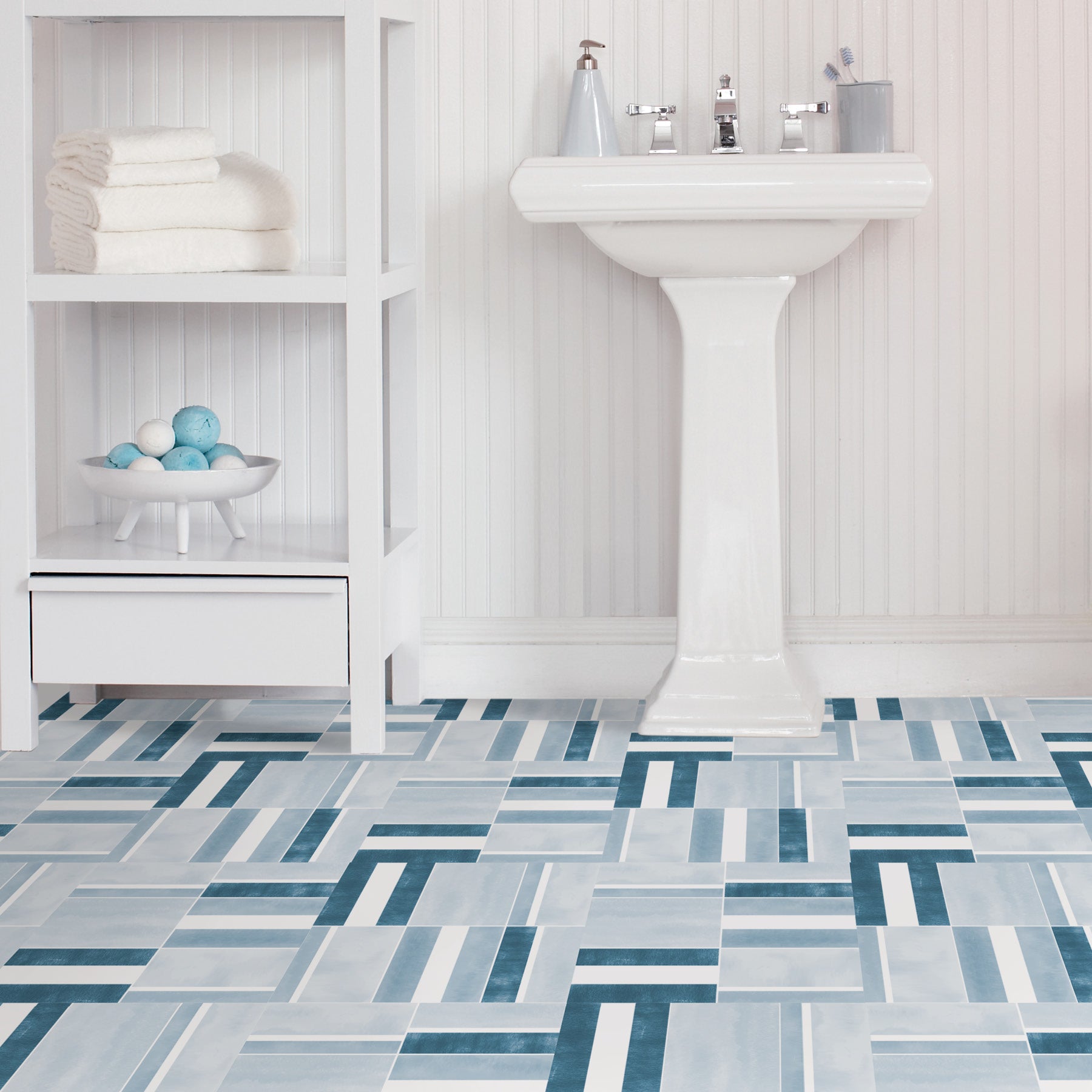 Azure Floor Tiles in a room setting