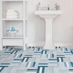 Azure Floor Tiles in a room setting