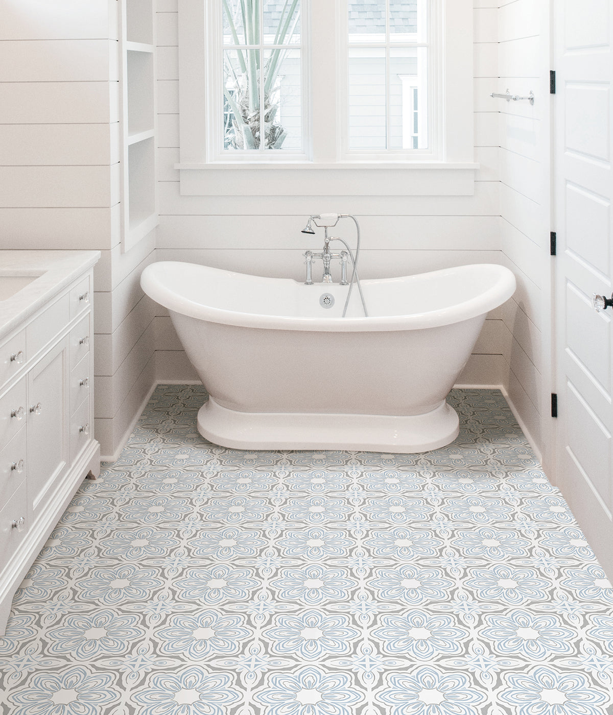 Morris Floor Tiles in a room setting