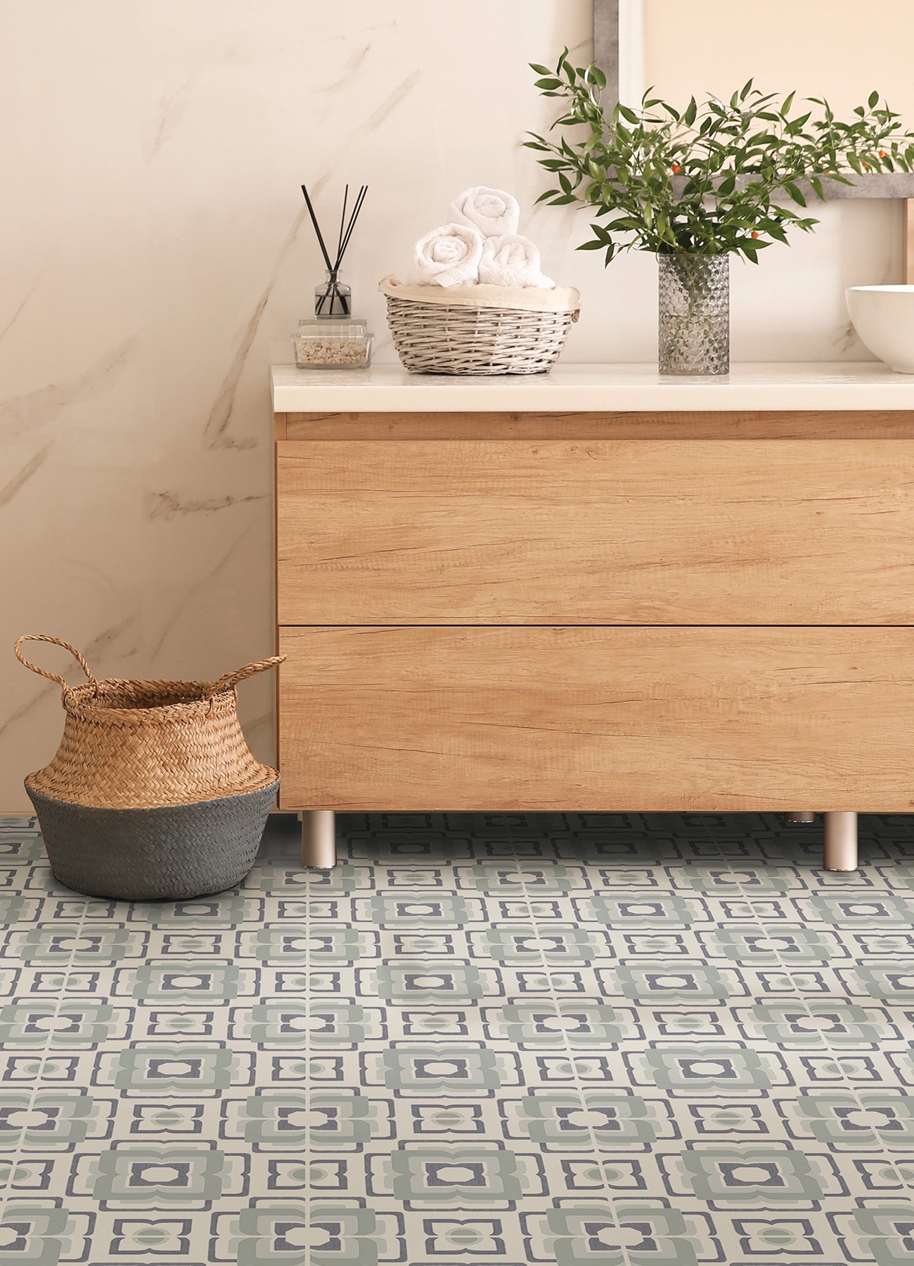 Posey Floor Tiles in a room setting