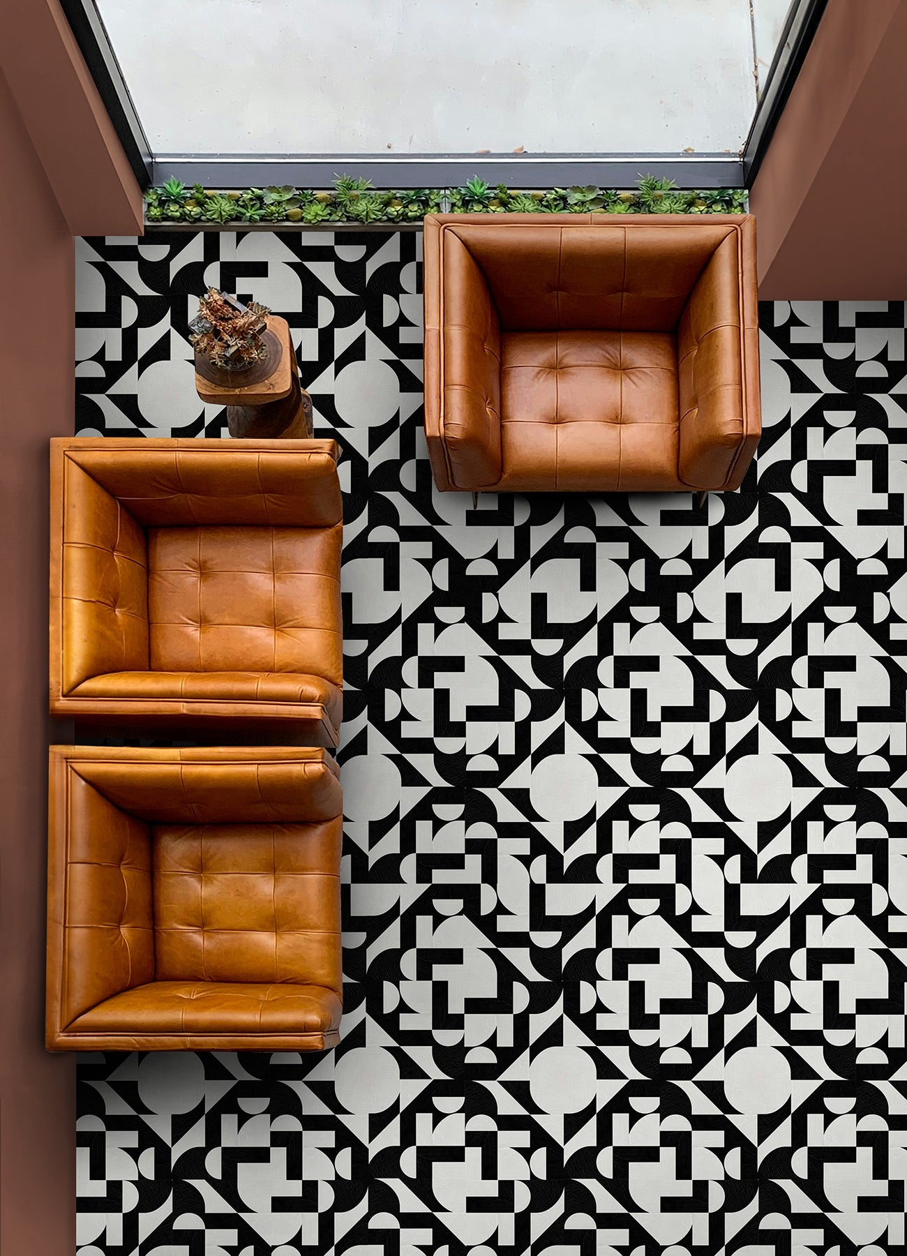 Gia Metric Floor Tiles in a room setting