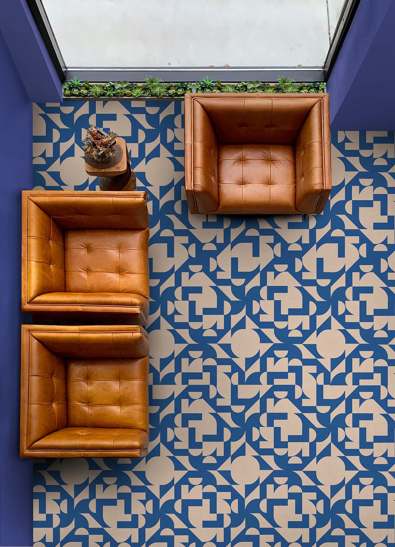 Gia Metric Floor Tiles in a room setting