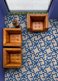 Gia Metric Floor Tiles in a room setting