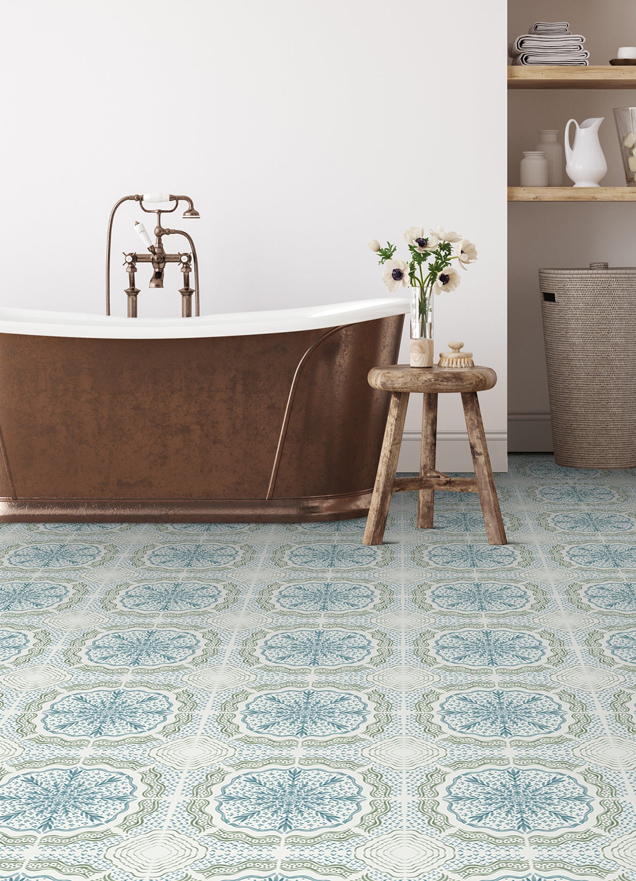 Charleston Floor Tiles in a room setting
