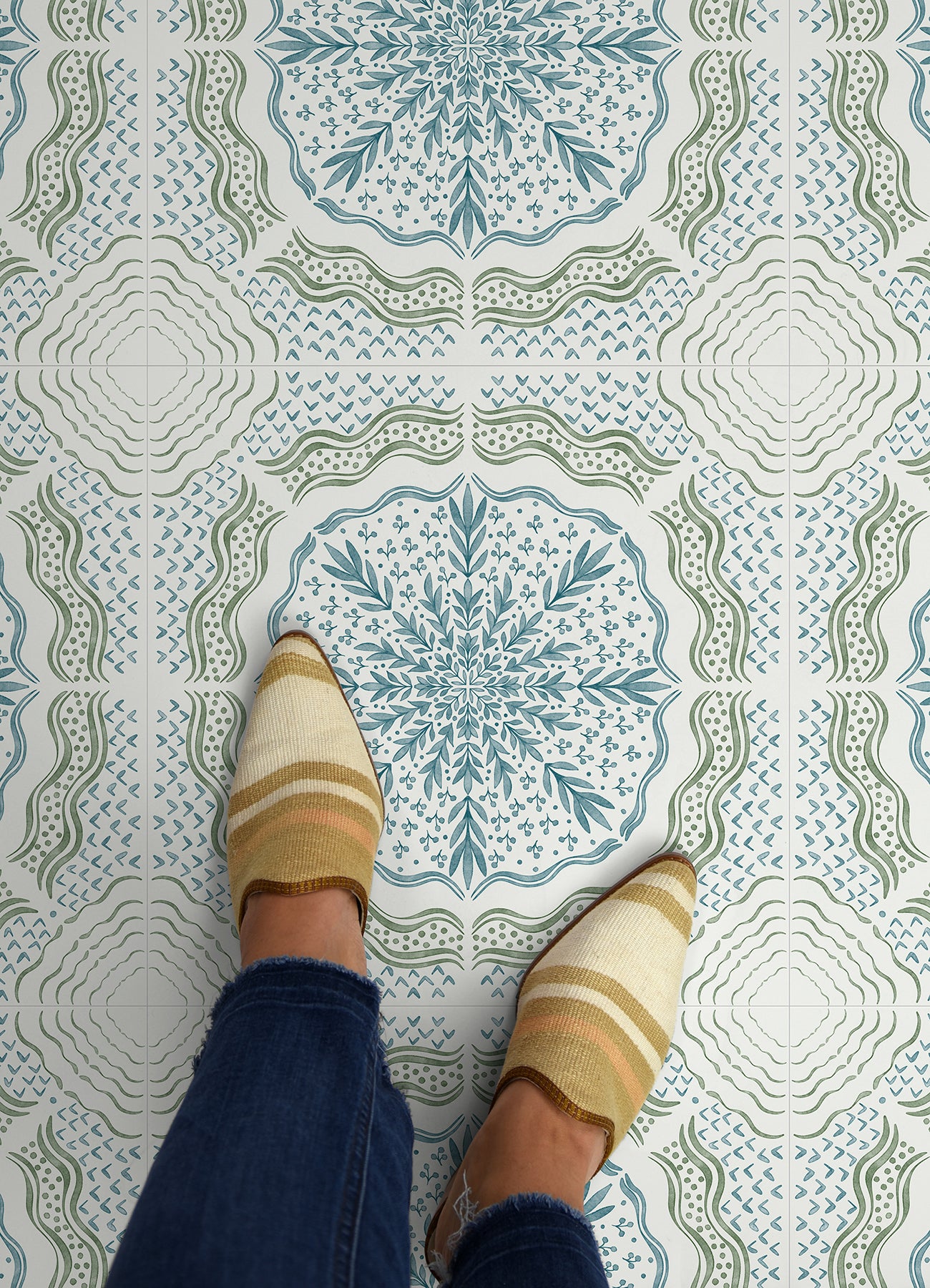 Charleston Floor Tiles in a room setting
