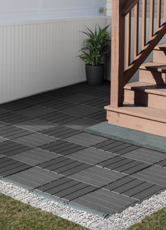 Straight Groove Decking Tiles in a room setting