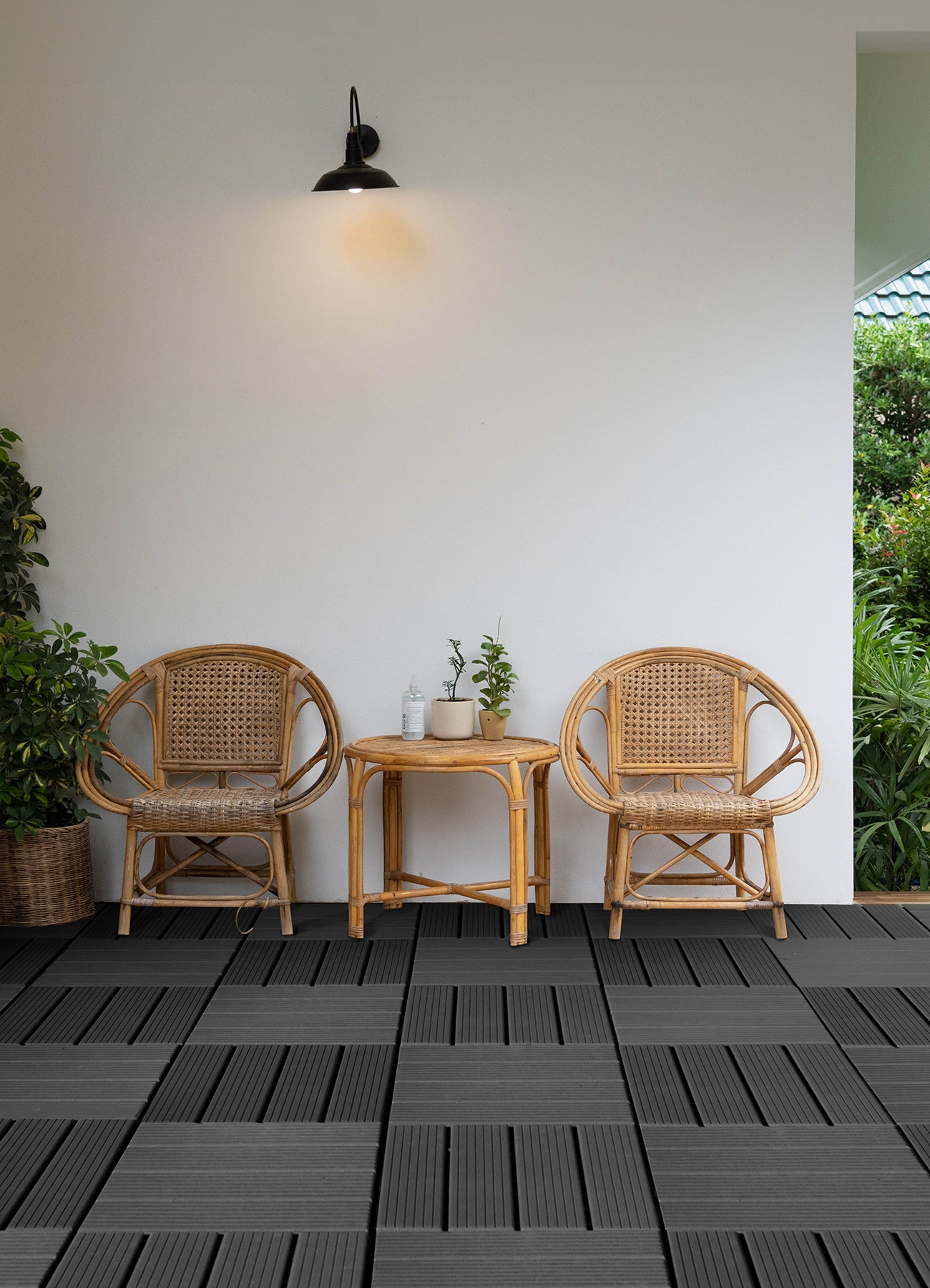 Straight Groove Decking Tiles in a room setting