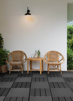 Straight Groove Decking Tiles in a room setting