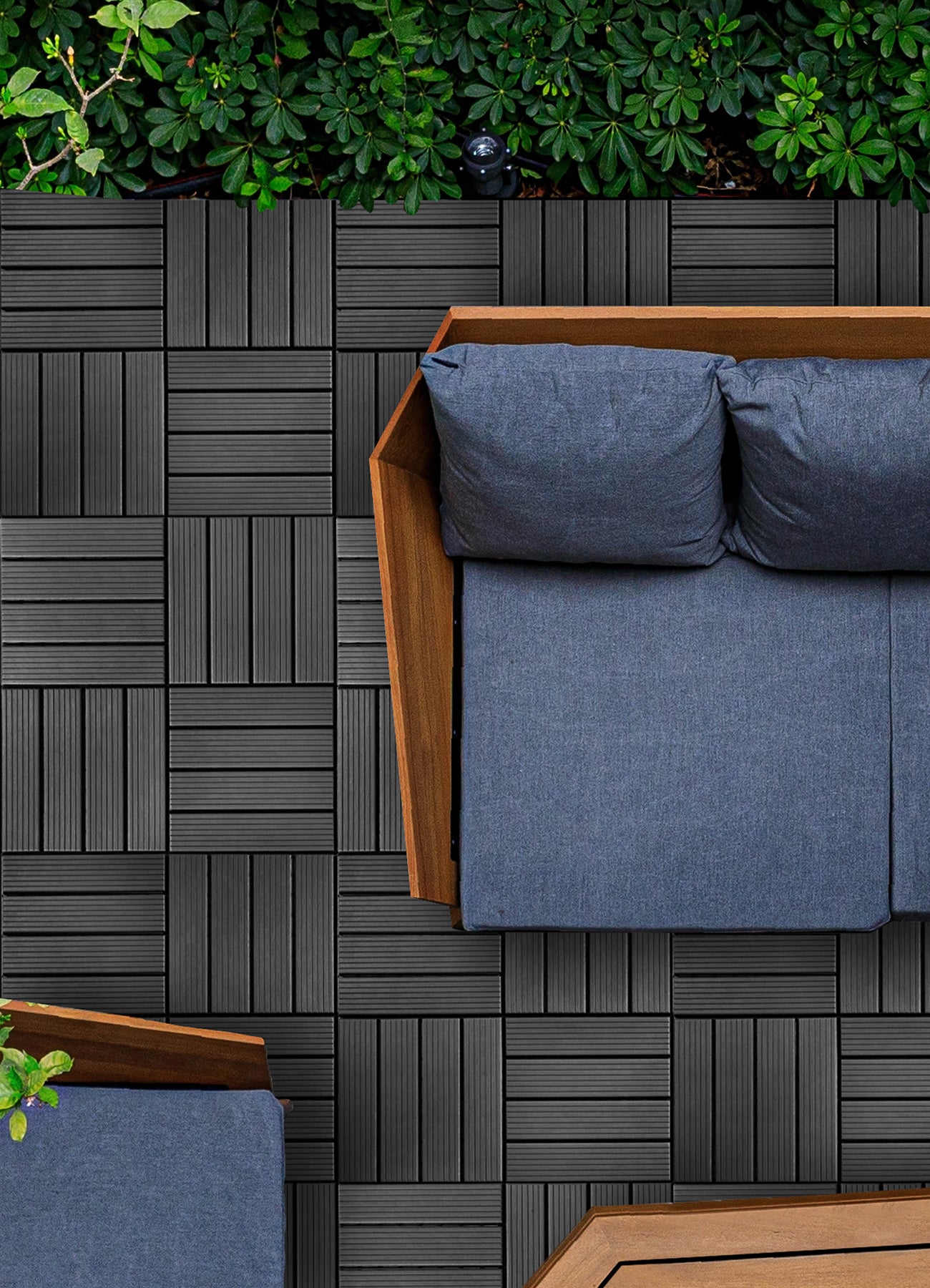 Straight Groove Decking Tiles in a room setting