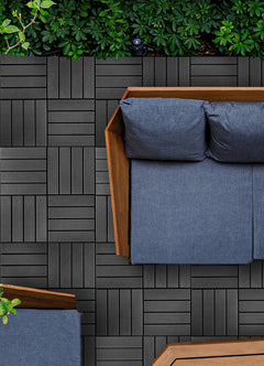 Straight Groove Decking Tiles in a room setting