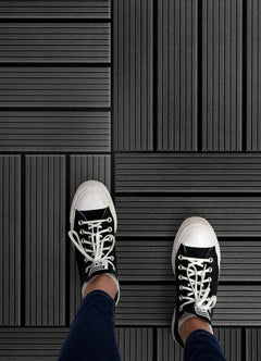 Straight Groove Decking Tiles in a room setting