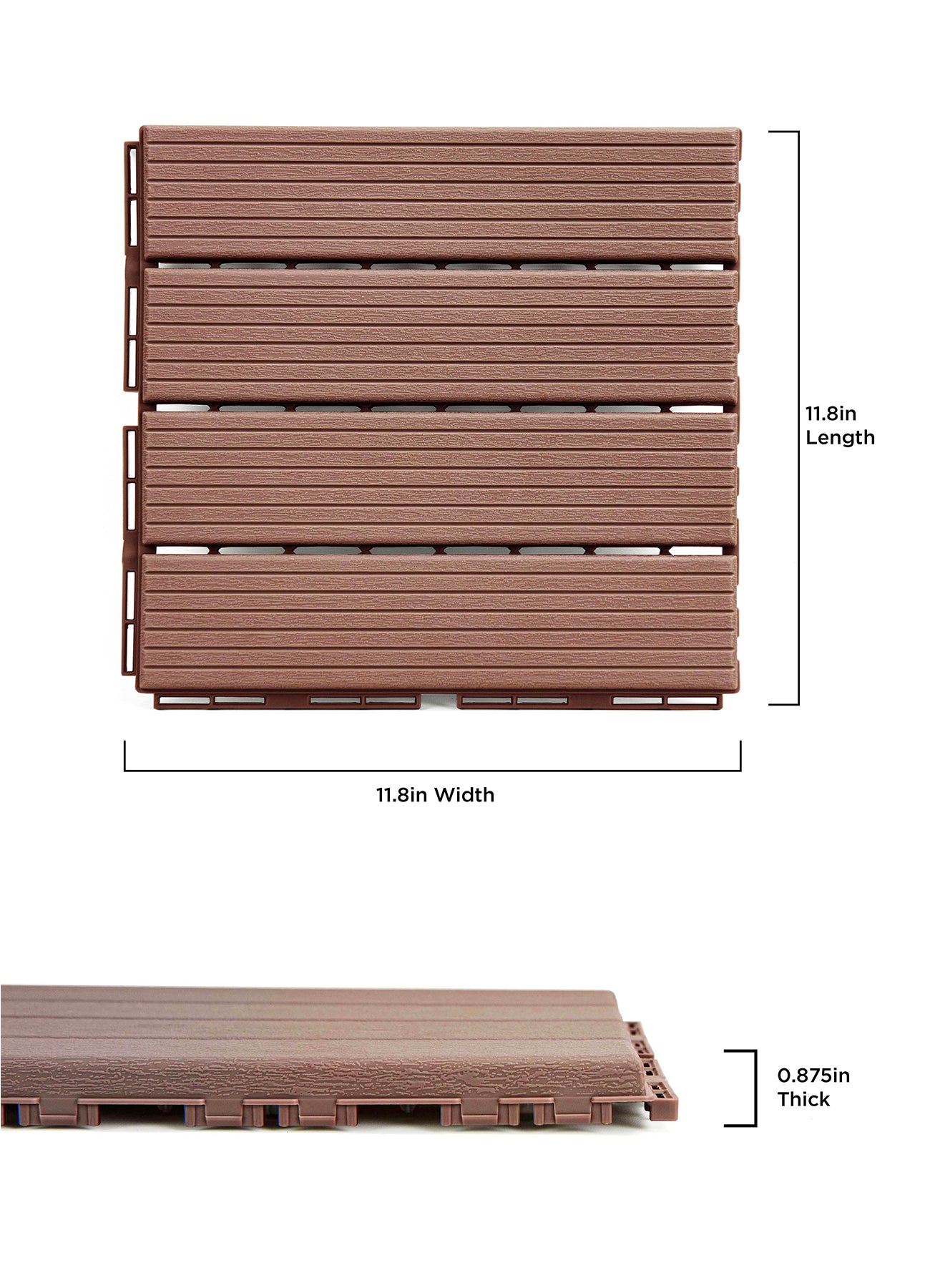 Straight Groove Decking Tiles - dimensions