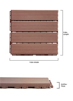 Straight Groove Decking Tiles - dimensions