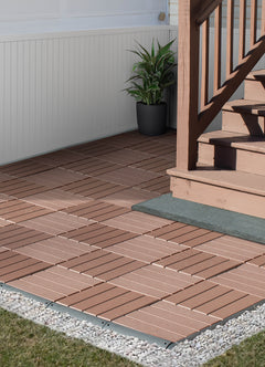 Straight Groove Decking Tiles in a room setting