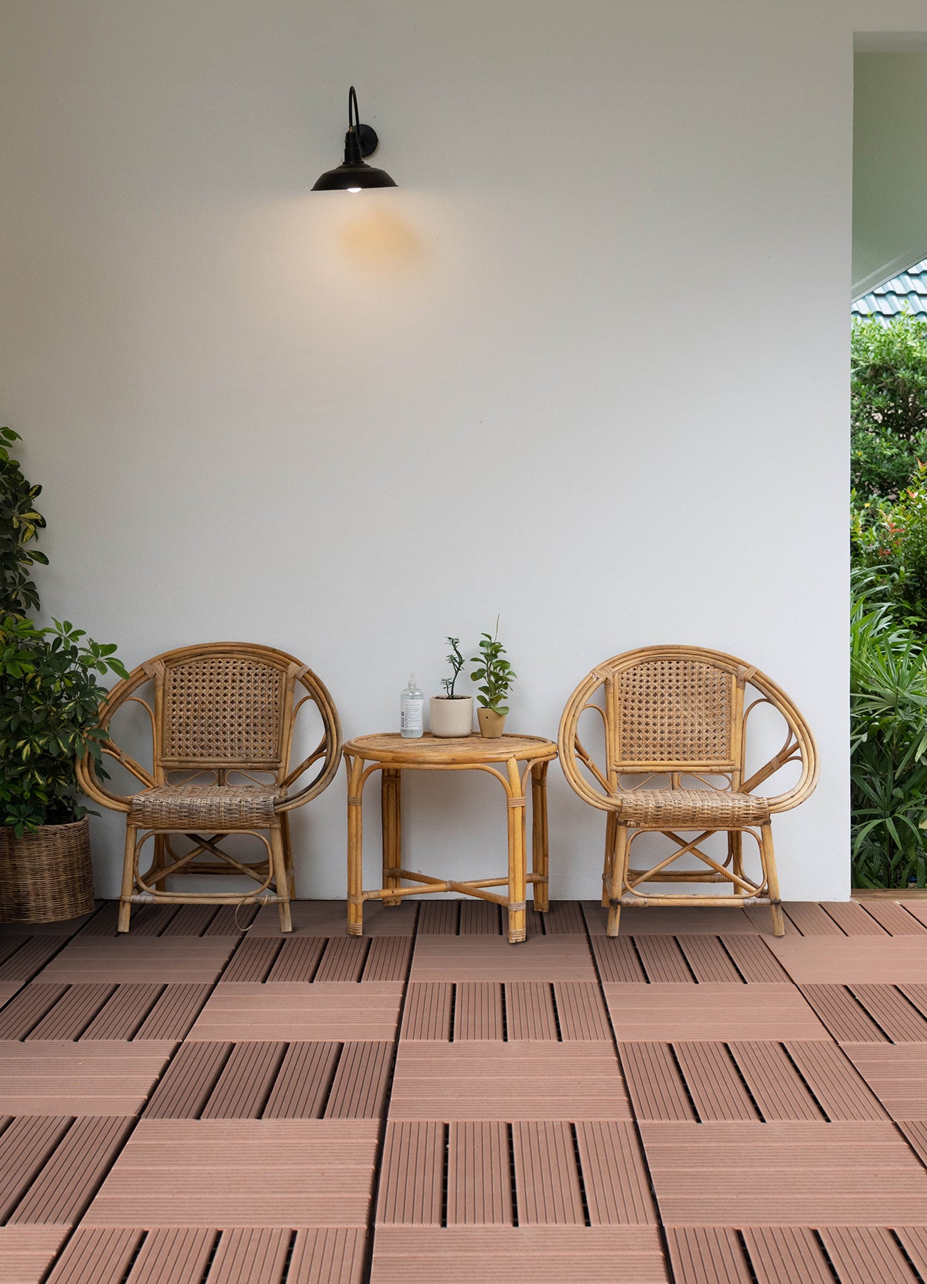 Straight Groove Decking Tiles in a room setting