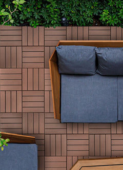Straight Groove Decking Tiles in a room setting