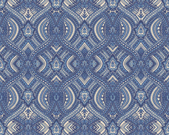 Chart titled How Much Hoopla Walls Ogee Peel and Stick Wallpaper? displays a table to estimate the number of wallpaper rolls needed by matching wall length 2–46 ft and ceiling height 8–12 ft. It features diagrams for measuring your space and notes that each WallPops Hoopla Walls Ogee Peel and Stick Wallpaper roll covers 29.5 sq. ft. 19.7 in x 18 ft.