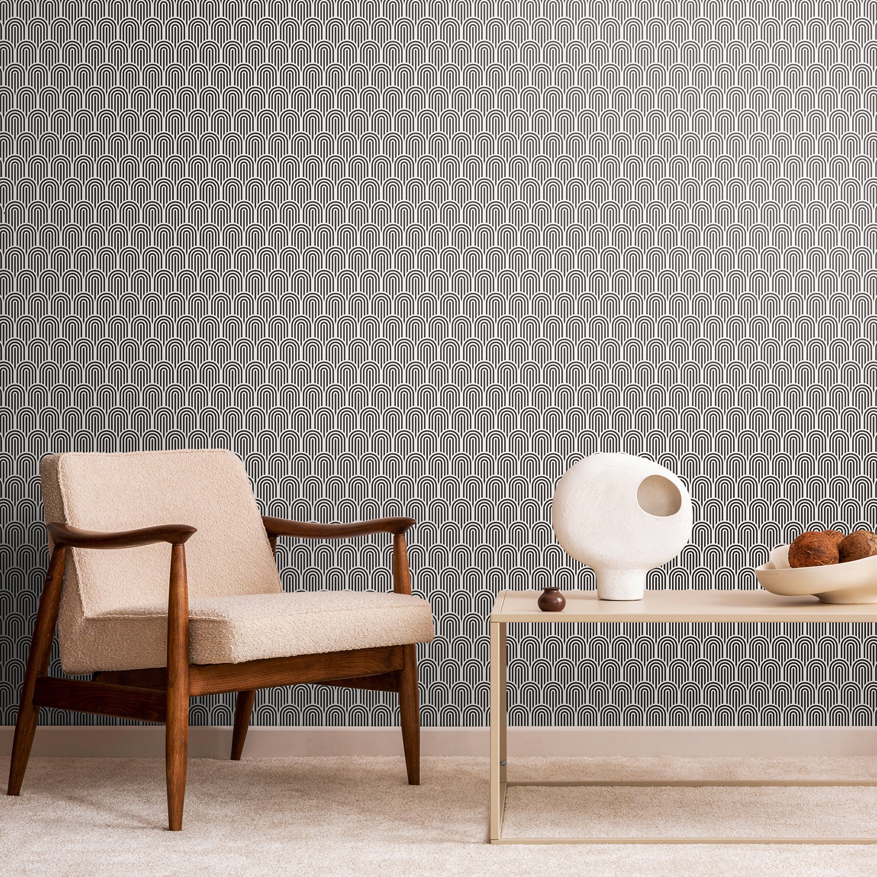Retro Arch P&S Wallpaper in a room setting