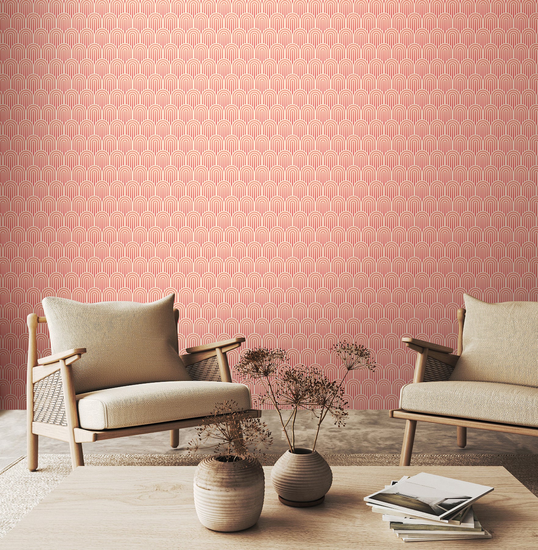 Retro Arch P&S Wallpaper in a room setting