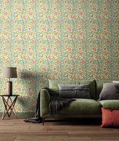 Rosehip Trail P&S Wallpaper in a room setting