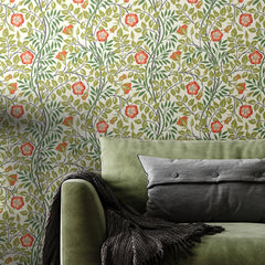 Rosehip Trail P&S Wallpaper in a room setting